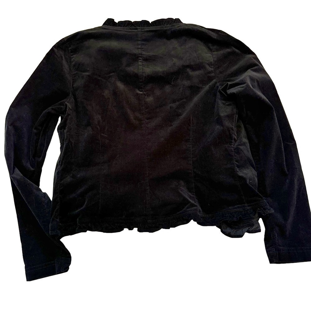 Boston Proper Women's Black Corduroy Blazer Size 10 Ruffle Details Buttons NEW - Picture 4 of 13